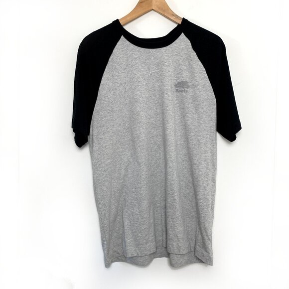 Roots Organic Cooper Blocked T-Shirt (Grey & Black) - Picture 1 of 5